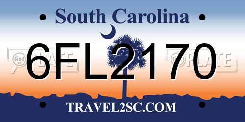 6FL2170 South Carolina License Plate