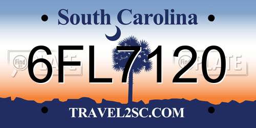 6FL7120 South Carolina License Plate