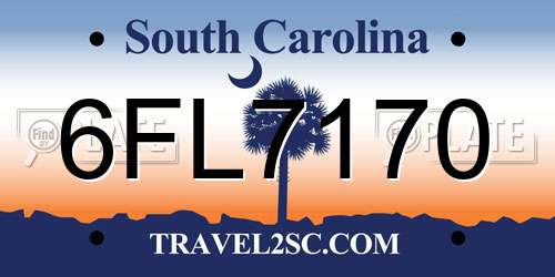6FL7170 South Carolina License Plate
