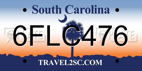 6FLC476 South Carolina License Plate