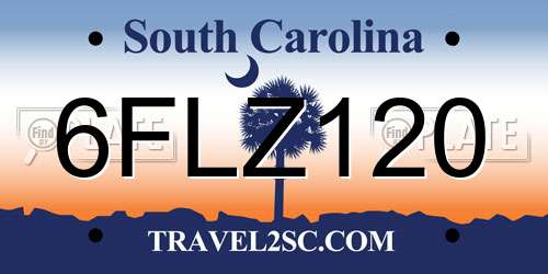 6FLZ120 South Carolina License Plate