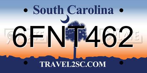 6FNT462 South Carolina License Plate