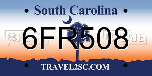 6FR508 South Carolina License Plate