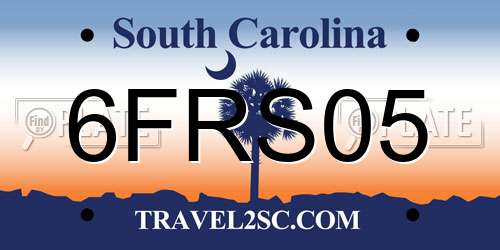 6FRS05 South Carolina License Plate