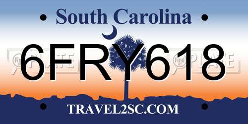 6FRY618 South Carolina License Plate