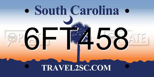 6FT458 South Carolina License Plate