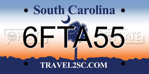 6FTA55 South Carolina License Plate
