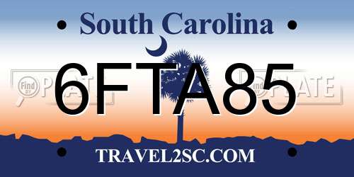 6FTA85 South Carolina License Plate