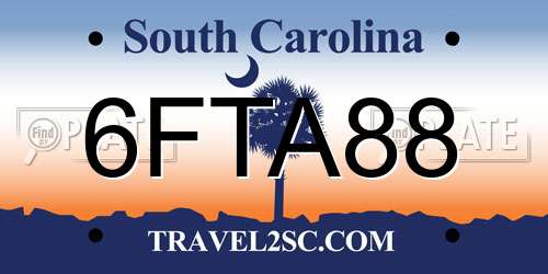 6FTA88 South Carolina License Plate