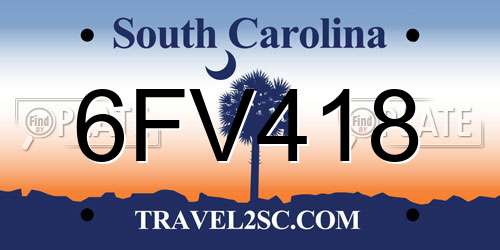 6FV418 South Carolina License Plate