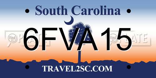6FVA15 South Carolina License Plate