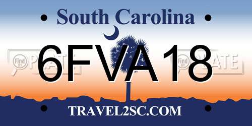 6FVA18 South Carolina License Plate