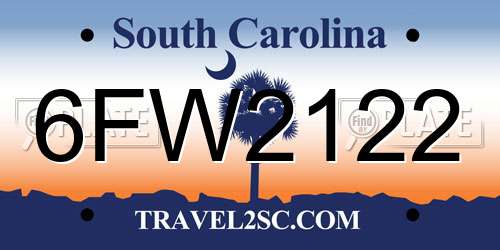 6FW2122 South Carolina License Plate