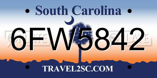 6FW5842 South Carolina License Plate