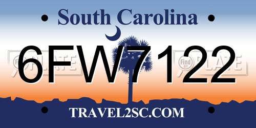 6FW7122 South Carolina License Plate