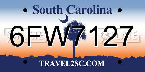 6FW7127 South Carolina License Plate