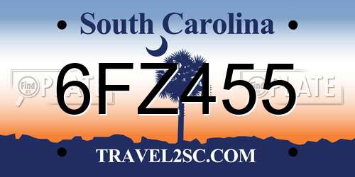 6FZ455 South Carolina License Plate