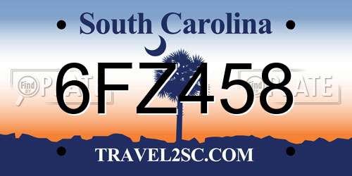 6FZ458 South Carolina License Plate