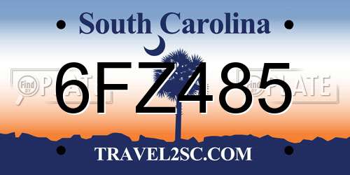 6FZ485 South Carolina License Plate
