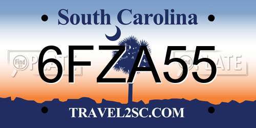 6FZA55 South Carolina License Plate