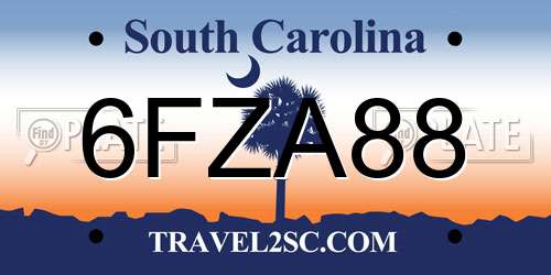 6FZA88 South Carolina License Plate
