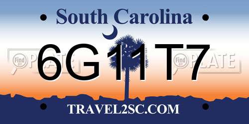 6G11T7 South Carolina License Plate