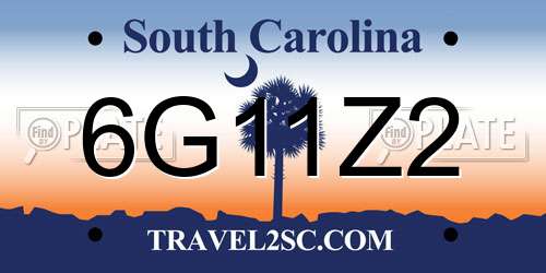 6G11Z2 South Carolina License Plate