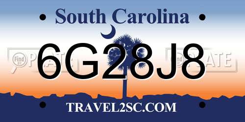 6G28J8 South Carolina License Plate