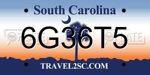 6G36T5 South Carolina License Plate