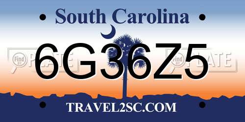 6G36Z5 South Carolina License Plate