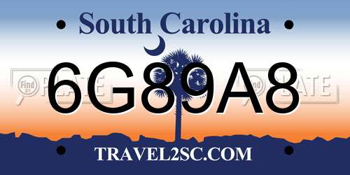 6G89A8 South Carolina License Plate