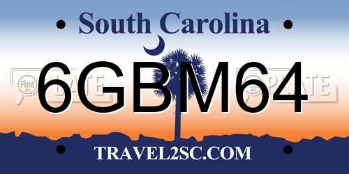 6GBM64 South Carolina License Plate