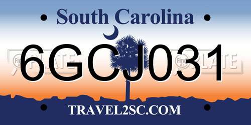 6GCJ031 South Carolina License Plate