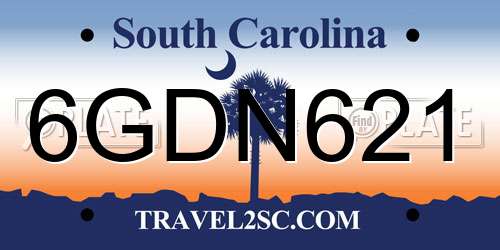 6GDN621 South Carolina License Plate