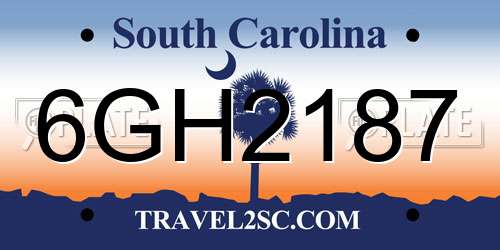 6GH2187 South Carolina License Plate