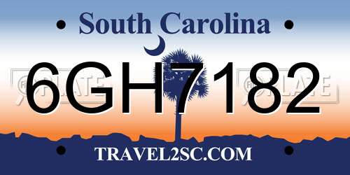 6GH7182 South Carolina License Plate