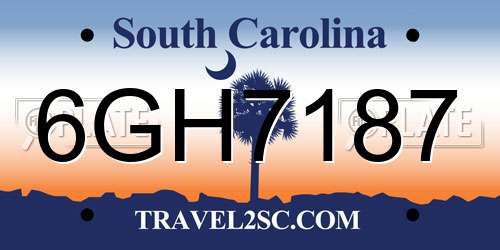 6GH7187 South Carolina License Plate
