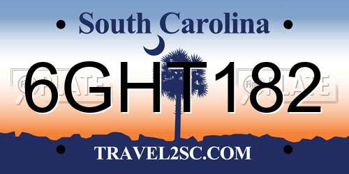 6GHT182 South Carolina License Plate