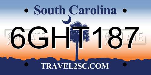 6GHT187 South Carolina License Plate