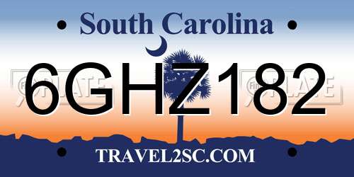 6GHZ182 South Carolina License Plate