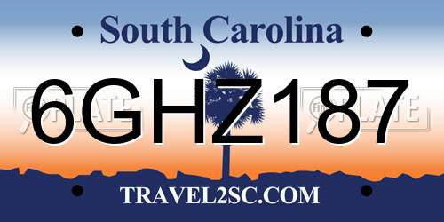 6GHZ187 South Carolina License Plate