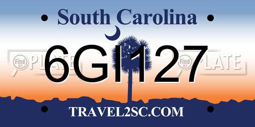 6GI127 South Carolina License Plate