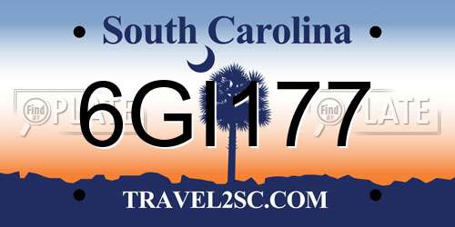 6GI177 South Carolina License Plate