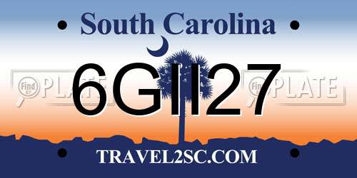 6GII27 South Carolina License Plate