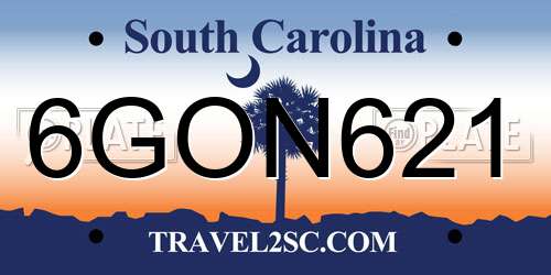 6GON621 South Carolina License Plate