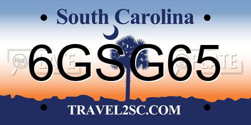 6GSG65 South Carolina License Plate