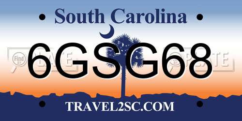 6GSG68 South Carolina License Plate