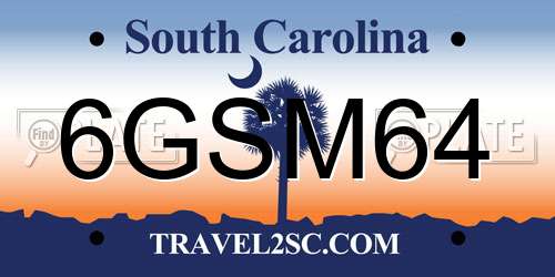 6GSM64 South Carolina License Plate