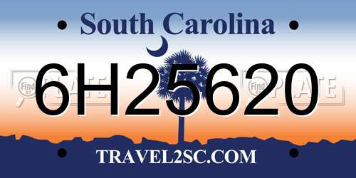 6H25620 South Carolina License Plate