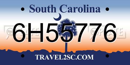 6H55776 South Carolina License Plate